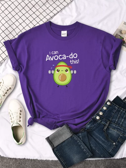 trbnfemale T shirt Avocado for arm exercise I CAN DO THIS letter print topS women oversize