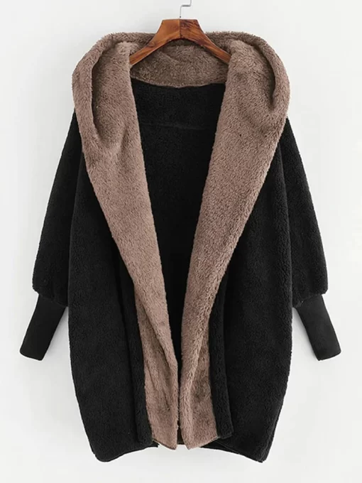 wyHbWinter Fleece Hoodies Women Thicken Warm Double Side Plush Jackets Female Casual Loose Long Sleeve Cardigan