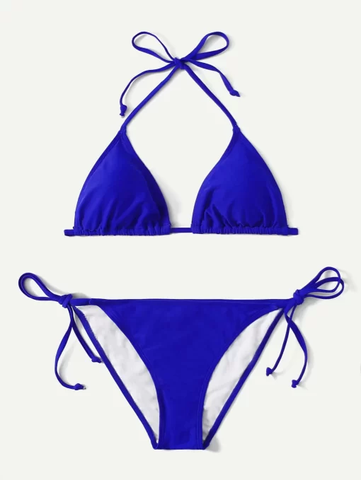 yJMfZTVitality Triangle Tie Side Bikini Swimsuit 2023 New Arrival Biquini Padded Bra Sexy Solid Bikini Set