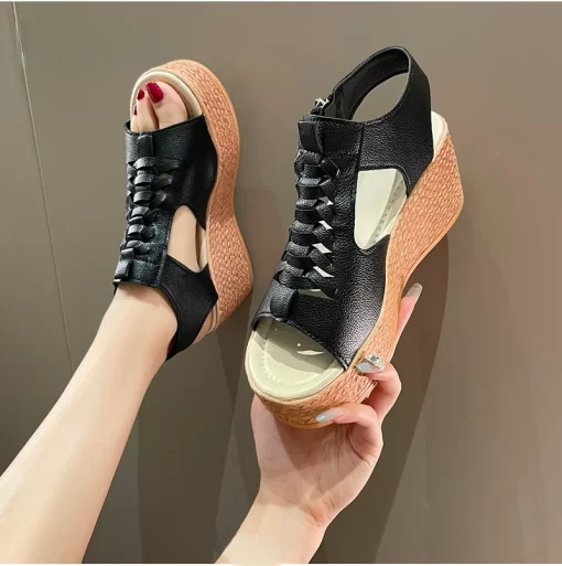2023 New Fashion Slope Heel Sandals Women s Open Toe Metal Zipper Cool Wedge Women s.jpg
