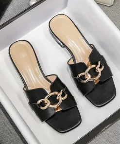 2023 new summer women s outerwear slippers fashion metal chain High heel Ladies Casual Sandals Korean.jpg 640x640.jpg (1)