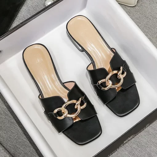 2023 new summer women s outerwear slippers fashion metal chain High heel Ladies Casual Sandals Korean.jpg 640x640.jpg (1)