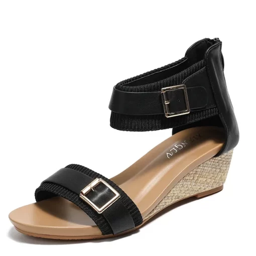 2024 Summer New Women Sandals Flash Diamond Roman Shoes Wedge Heel Fashion Dark Pattern Cross Straps.jpg 640x640.jpg (1)