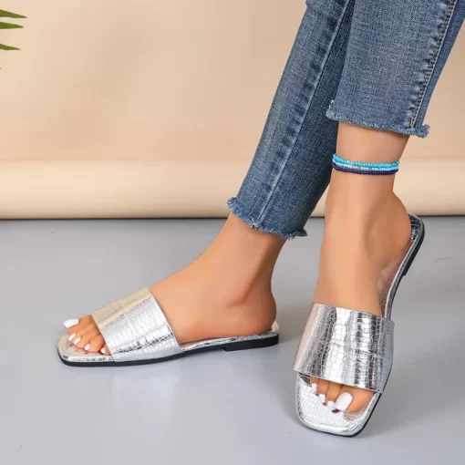 2024 Women s Slippers Summer Gold Silver Flat Sandals Slippers Outdoor Luxury Slippers Square Toe Flip.jpg 640x640.jpg (1)