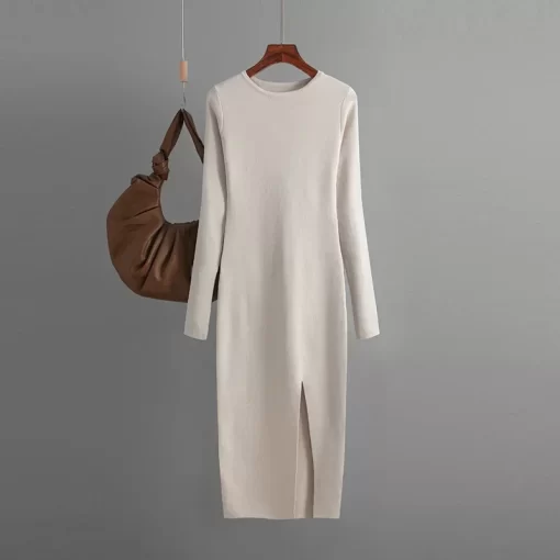 2OF6Elegant Dress Autumn Winter New Slim Fit Knitted Dress for Women Inner Wear and Outer Wear