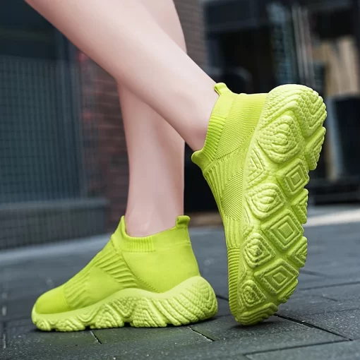 35jgWomen Shoes Knitting Sock Sneakers Women Spring Summer Slip On Flat Shoes Women Plus Size Loafers