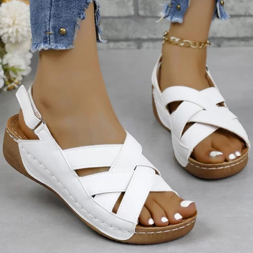 43xSWomen Sandals Summer Shoes For Women Wedges Heels Sandals 2024 Trend Summer Sandals Platform Wedge Heeled