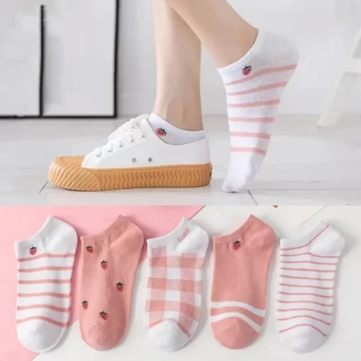 5 Pairs Lot Summer Short Women s Socks Low Rise Comfortable Breathable Cute Print Ankle Foot.jpg 640x640.jpg (1)