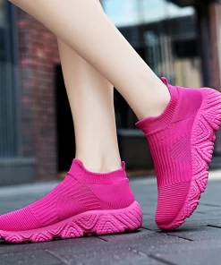 COMLWomen Shoes Knitting Sock Sneakers Women Spring Summer Slip On Flat Shoes Women Plus Size Loafers