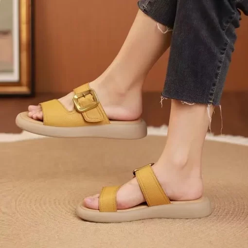 CUbo2024 Summer Women Wedge Sandals Premium Orthopedic Open Toe Sandals Vintage Anti slip Leather Casual Female