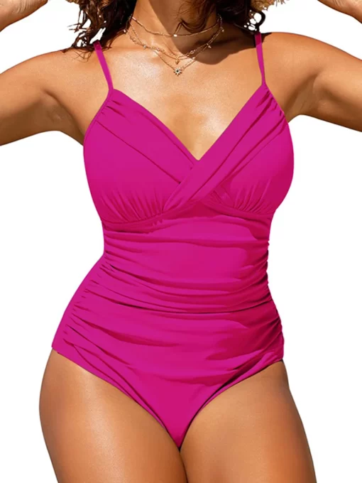 Front Cross Strape 2023 One Piece Swimsuit Women Solid Swimwear Female Bodysuit Bathers Bathing Swimming Suit.jpg (2)
