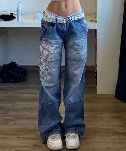 Harajuku Grunge Vintage Low Waisted Cargo Pants Y2K Aesthetics Indie Women 39 s Jeans Pockets Korean.jpg 640x640.jpg (2)