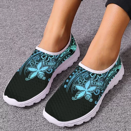 INSTANTARTS Tribal Polynesian Plumeria Flower Prints Flat Shoes for Women Light Slip on Casual Loafers Summer.jpg 640x640.jpg (2)