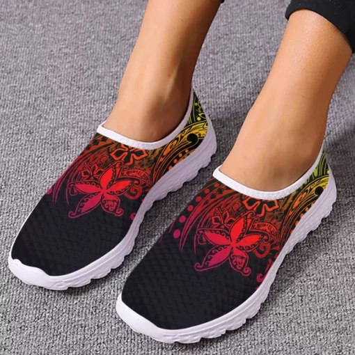 INSTANTARTS Tribal Polynesian Plumeria Flower Prints Flat Shoes for Women Light Slip on Casual Loafers Summer.jpg 640x640.jpg