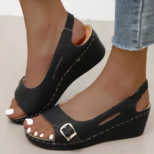 LVVyWomen Sandals Summer 2023 Heels Sandalias Mujer Elegant Wedges Shoes For Women Summer Footwear Woman Heeled