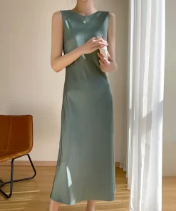 Light Luxury Acetate Satin Silk Sling Dress Female French Niche Slim Sexy V neck Temperament Bottoming.jpg 640x640.jpg (3)