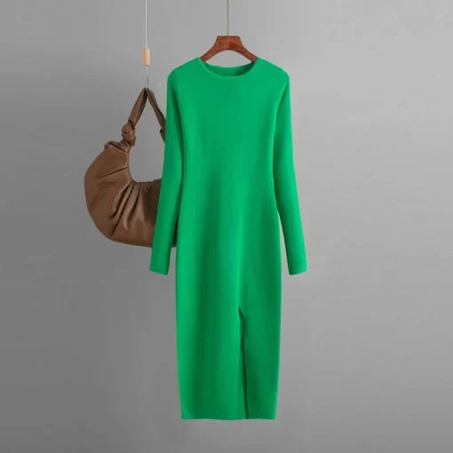 Lsj3Elegant Dress Autumn Winter New Slim Fit Knitted Dress for Women Inner Wear and Outer Wear