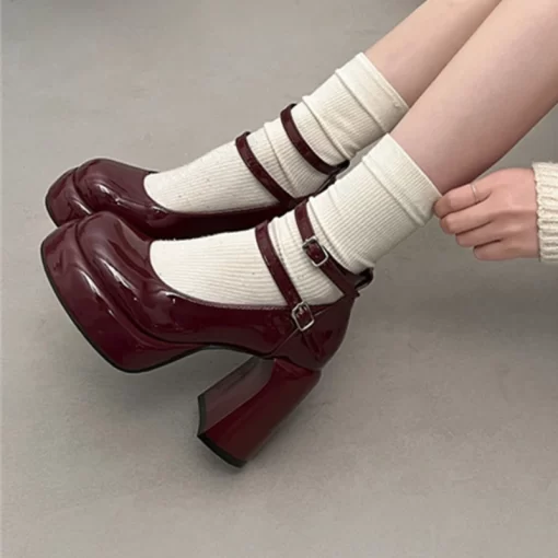 Mary Jane Pumps For Women Girls Fashion Brand New Chunky Heel Wedding Dress Shoes Spring New.jpg (2)