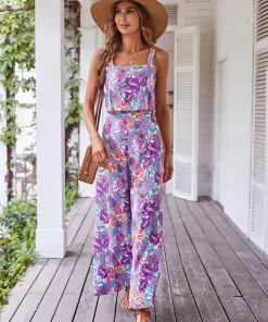 Summer Women's Print Jumpsuits,Sexy Halter Beach Long Jumpsuits,Jump Suit Woman,Jumpsuit Women Sexys,New 2024 Clothes,Rompers