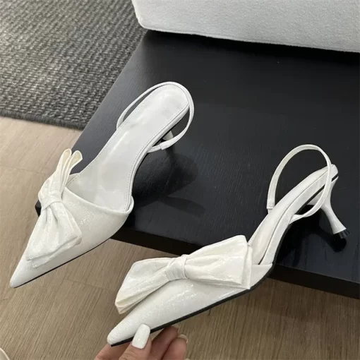 Sexy Pointed Toe Silver High Heels for Women New Butterfly knot Design Pumps Women Elegant Slingbacks.jpg 640x640.jpg (3)