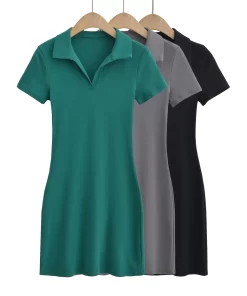 Short sleeve dresses for women 2023 Summer mini dress sexy one pieces black dresses short Polo.jpg (1)