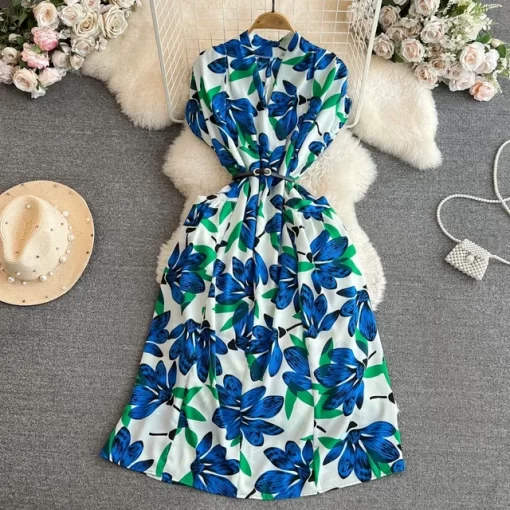 Summer Bohemian Wommen Print Midi Dress Vintage V Neck Sleeveless High Waist A Line Plain Vestido.jpg 640x640.jpg (3)