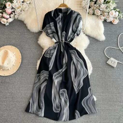 Summer Bohemian Wommen Print Midi Dress Vintage V Neck Sleeveless High Waist A Line Plain Vestido.jpg 640x640.jpg (4)