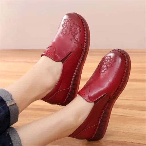 TIMETANG High Quality Retro Fancy Pattern Genuine Leather Round Toe Slip On Flat Shoes Soft Sole.jpg 640x640.jpg