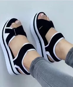 UXPeSandals Women Summer Shoes Woman Wedges Platform Sandals Fashion Fish Mouth Rome Sandals Black Women Shoes