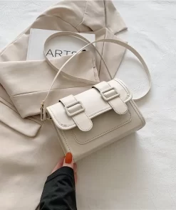 WUkuMini Minimalist Buckle Decor Flap Fashionable Square Bag Crossbody Bag Retro Lightweight Satchel Bag Handbag For