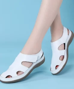 Women Sandals Genuine Leather Summer Ladies Comfortable Round Toe Ankle Hollow Sandals Female Soft Sole Sandals.jpg (2)