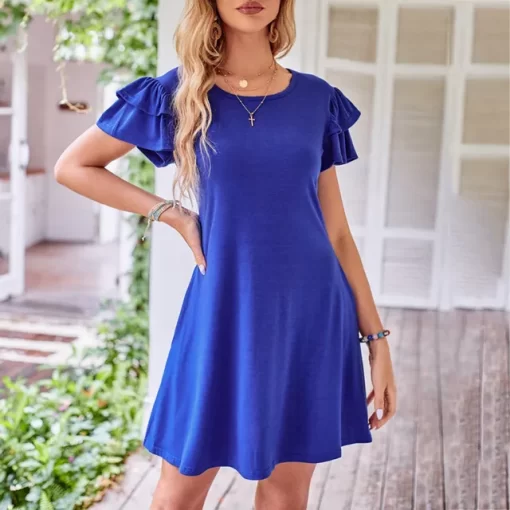 Women s 2023 Mini Dress Summer Casual Pleated Short Sleeve Cute Round Neck Flowy Dress With.jpg 640x640.jpg (1)