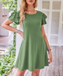 Women s 2023 Mini Dress Summer Casual Pleated Short Sleeve Cute Round Neck Flowy Dress With.jpg 640x640.jpg