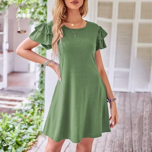 Women s 2023 Mini Dress Summer Casual Pleated Short Sleeve Cute Round Neck Flowy Dress With.jpg 640x640.jpg