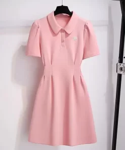 Women s Clothing French Age Reducing Pink Polo T shirt Dresses 2024 Summer New Arrival Mid.jpg 640x640.jpg (1)