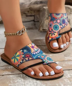 Women s Retro Bohemian Flat Shoes 2024 Summer Fashion Clip Toe Gladiator Slippers Female Soft Beach.jpg 640x640.jpg (1)
