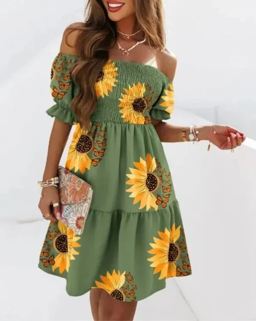 Women s summer short sleeved loose Bohemian print off shoulder pleated mini dress party dress fashion.jpg 640x640.jpg (2)
