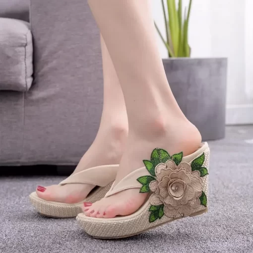 comemore Summer High Heel Slippers Woman Slippers Lady Home Slippers Casual Beach Flip Flops Thick Bottom.jpg