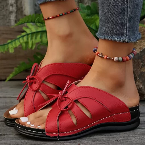 qDeLWomen s Sandals Summer 2024 New Slip On Summer Shoes For Women Low Heels Sandals Women