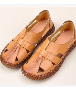 r4VJTIMETANG Women s Sandals 2022 Summer Genuine Leather Handmade Ladies Shoe Leather Sandals Women Flats Retro