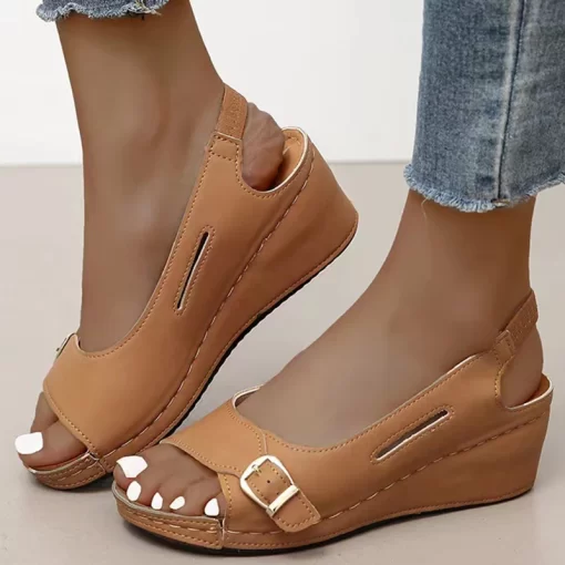 yyMCWomen Sandals Summer 2023 Heels Sandalias Mujer Elegant Wedges Shoes For Women Summer Footwear Woman Heeled