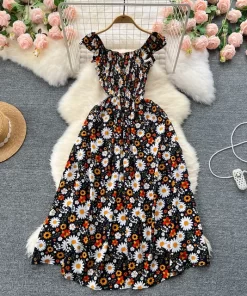2024 Printing New Summer For Women Dress Pleated Sleeveless Party Long Dress Korean Floral Streetwear Outfits.jpg 640x640.jpg (3)