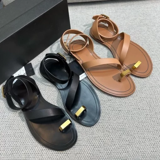 DIMANYU Women s beach sandals pullover 2024 new slotted strap sandals women flat roman clip toe.jpg