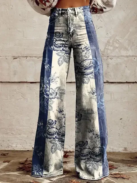 Fashionable Mural Women s Jeans Korean Style Elegant High Waisted Wide Leg Pants Loose Full Women.jpg 640×640.jpg (1)