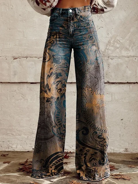 Fashionable Mural Women s Jeans Korean Style Elegant High Waisted Wide Leg Pants Loose Full Women.jpg 640×640.jpg (4)