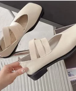 New Design Mary Jane Shoes Women Elegant Square Toe Flats Summer Outdoor Elastic Band Sandal Fashion.jpg 640x640.jpg (1)