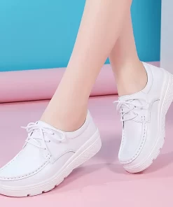 White Shoes Fashion Lace Up Women Shoes 2024 Autumn Thick Sole Casual Shoes for Women Fashion.jpg