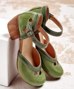 Women Summer Shoes Mid Heel Hollow Out Casual Sandals Elegant Retro Ladies Pumps Ankle Color Block.jpg 640x640.jpg (4)