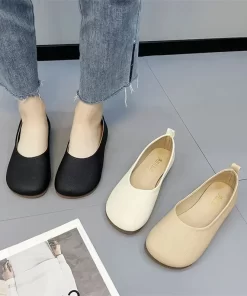Women s Slip on Leather Loafers Spring Autumn Fashion Ballet Shoes Ladies Casual Round Toe Cute.jpg (3)
