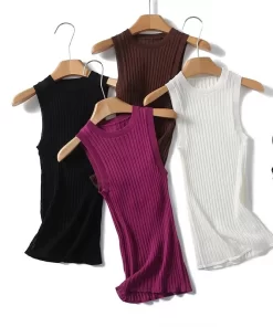 YENKYE New Women Casual Knit Tank Top Round Neck Sleeveless Tees Solid Summer Crop Top.jpg
